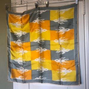 Vintage Usna Silk Scarf - yellow bird pattern